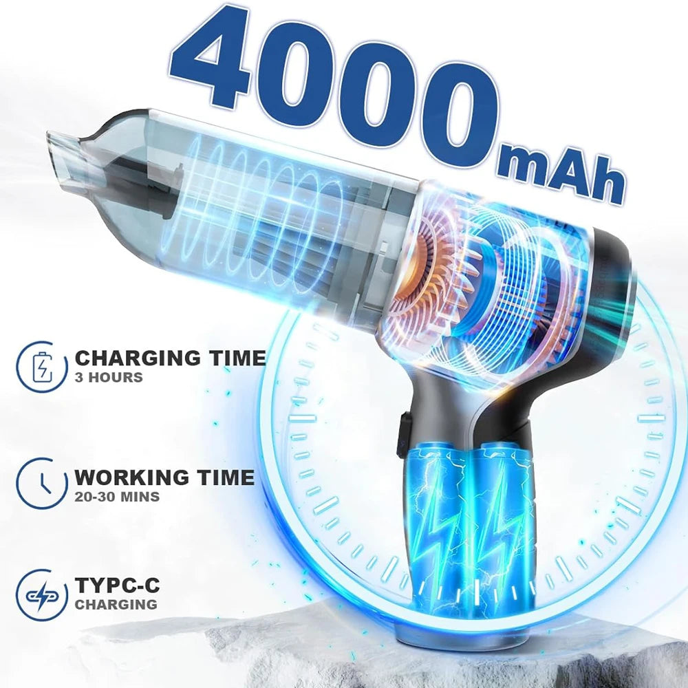 Car Vacuum Cleaner Portable Handheld Wireless 120W Power Powerful