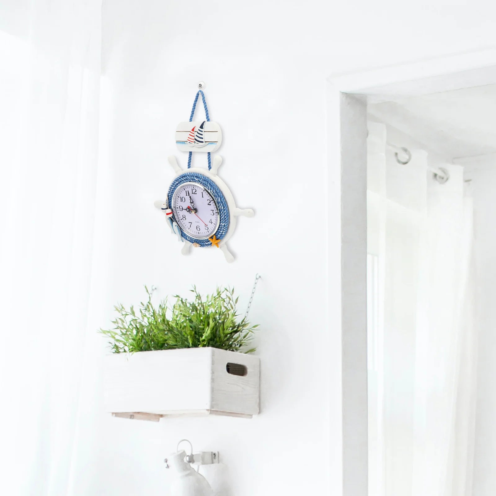 Premium Wooden Rudder Wall Clock Vintage Hanging Silent Decorative Zpaxo