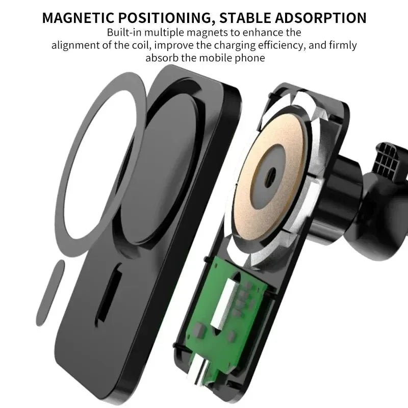 15W Magnetic Wireless Car Charger Mount – iPhone & Xiaomi Wireless Car Charger Zpaxo