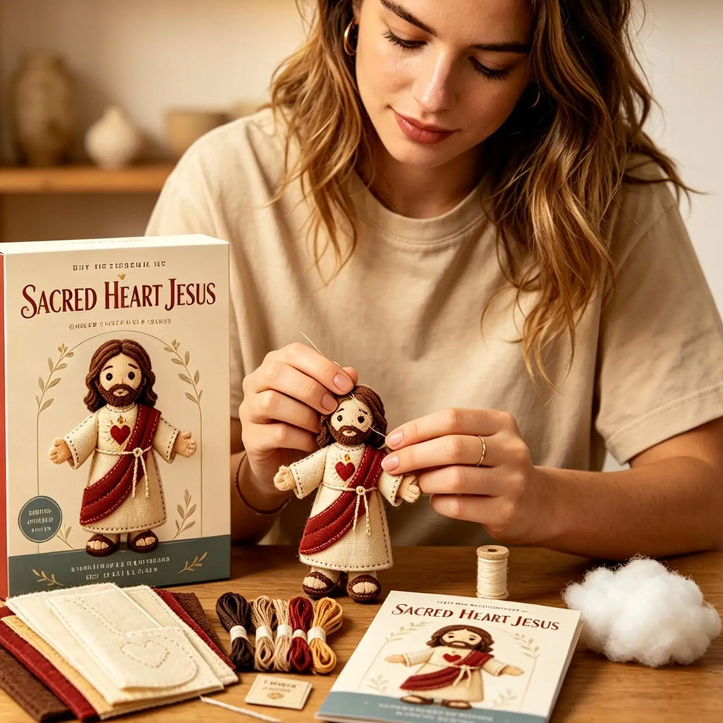 Felting Kit Religious Christian Ornament 2-Piece Faith-Filled Sewing Craft Kit For Women Men Family Home Living Room Bedroom Zpaxo