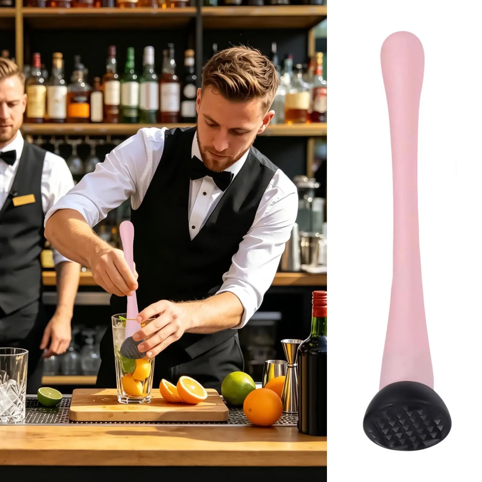 Long Handle Cocktail Muddler Mojito Smasher Professional Bar Drink