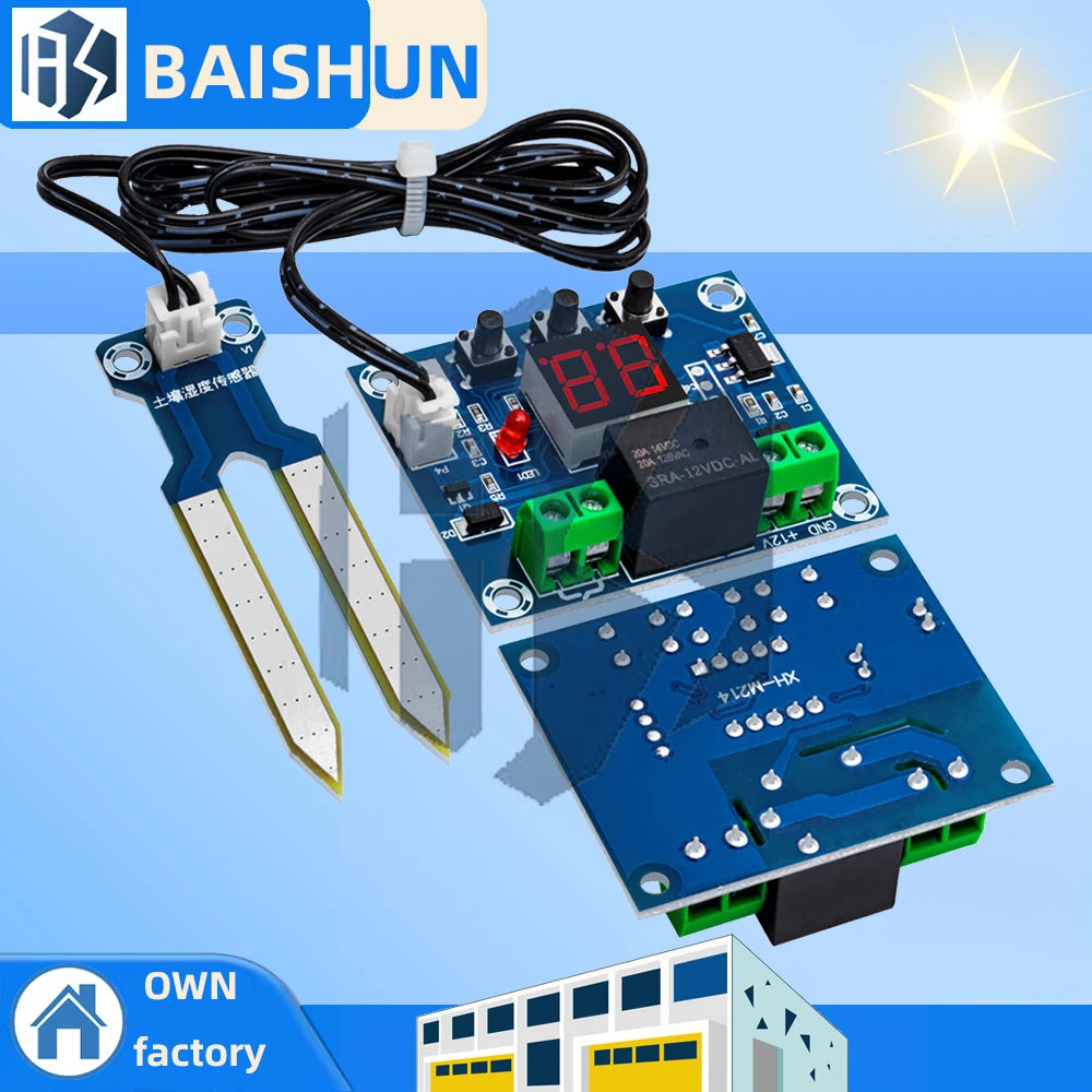 XH-M214 Soil Moisture Sensor Module with 20-99%RH Humidity Control, Automatic Irrigation System, and Red Digital Display Zpaxo