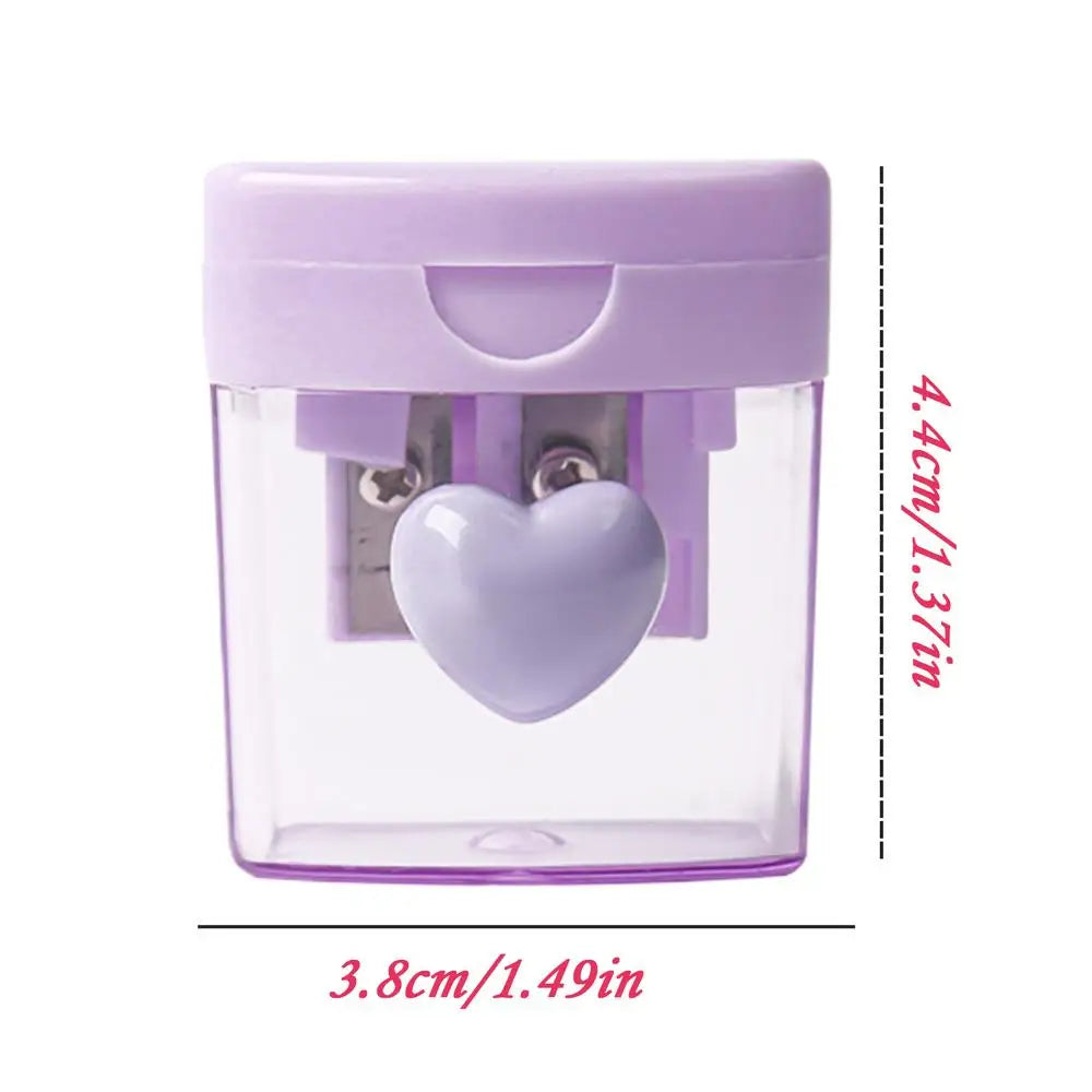 Cartoon Pencil Sharpener Double Hole Pencil Cutter Tool Pencil Sharpening Tool Student Stationery Simple School Office Supplies Zpaxo Purple