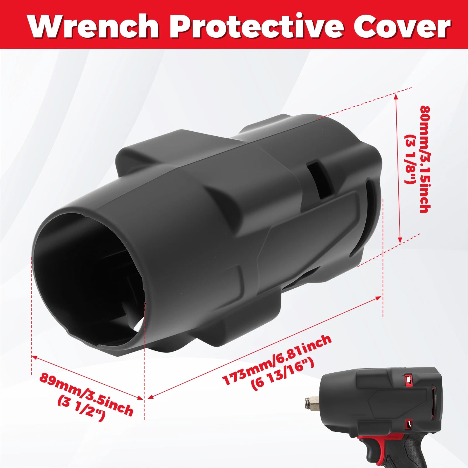 M18 18V 1/2" High Torque Impact Wrench with Friction Ring Protective Boot For 2967-20 2967-21B 2967-21F High Torque Impact Zpaxo black