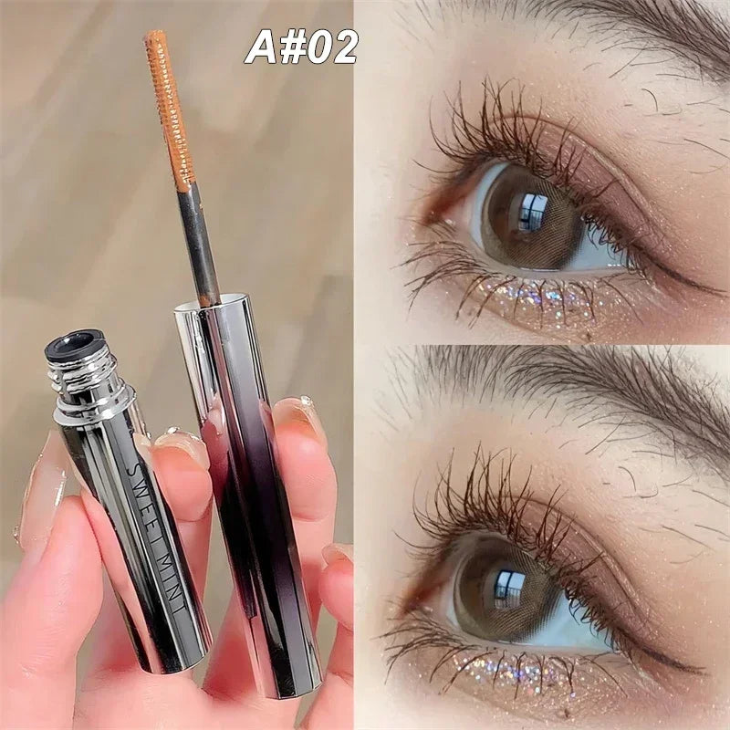 Silk Fiber Ultra-fine Mascara Lengthens Eyelashes Curling Mascara Long Lasting Waterproof Fast Dry Brown Black Eye Cosmetics Zpaxo A02 Brown