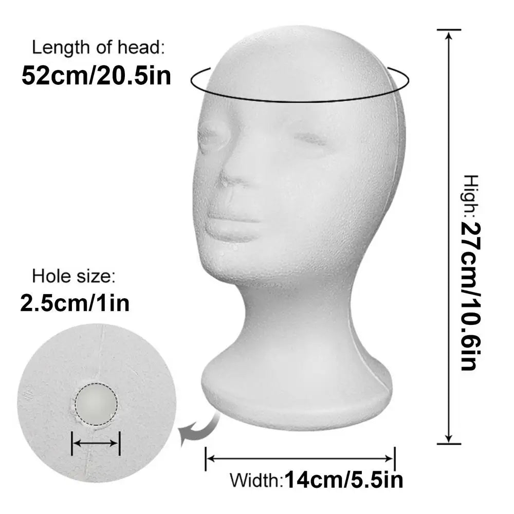 Mannequin Head Wigs Foam Female Model Glasses Hat Hairpieces Display