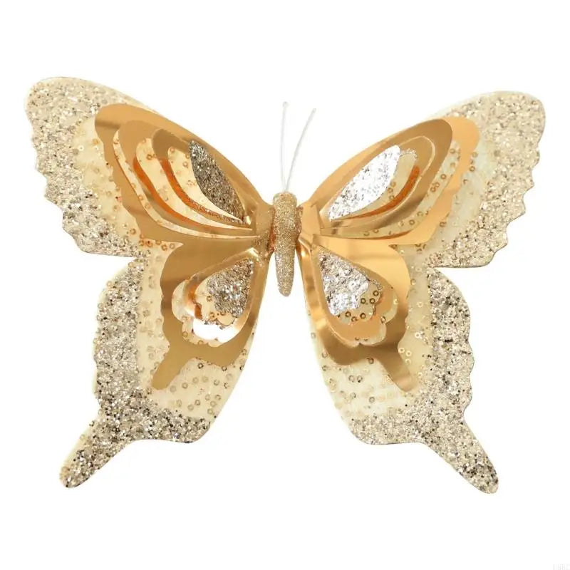 Plastic Butterfly Holiday Ornament Shimmery Sequins Christmas