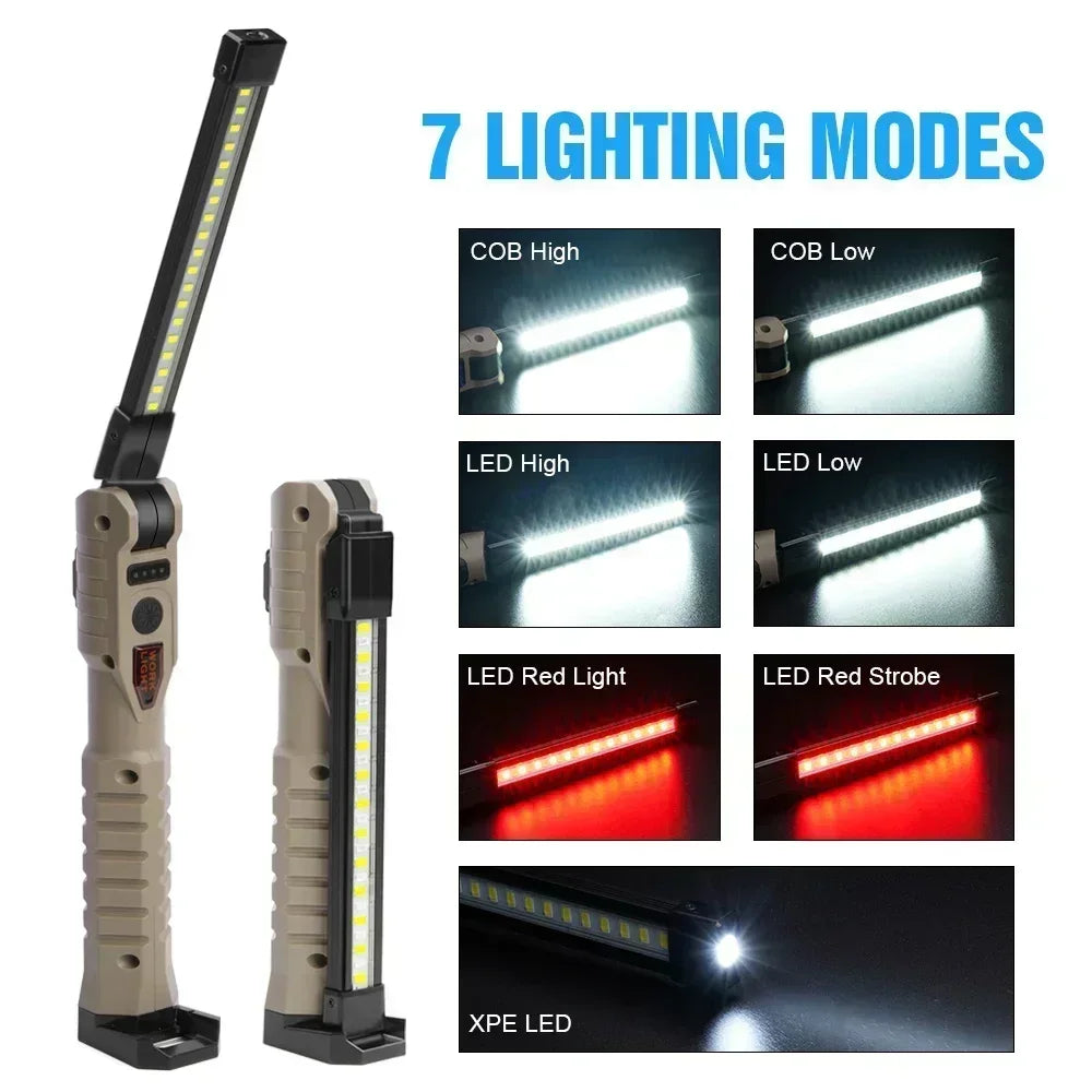 Folding COB XPE LED Work Light – USB Rechargeable Torch