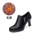 Soft Leather Heel Waterproof Platform Elegant Deep Mouth Women's Zpaxo HC1028-2 Velvet 40 China Mainland