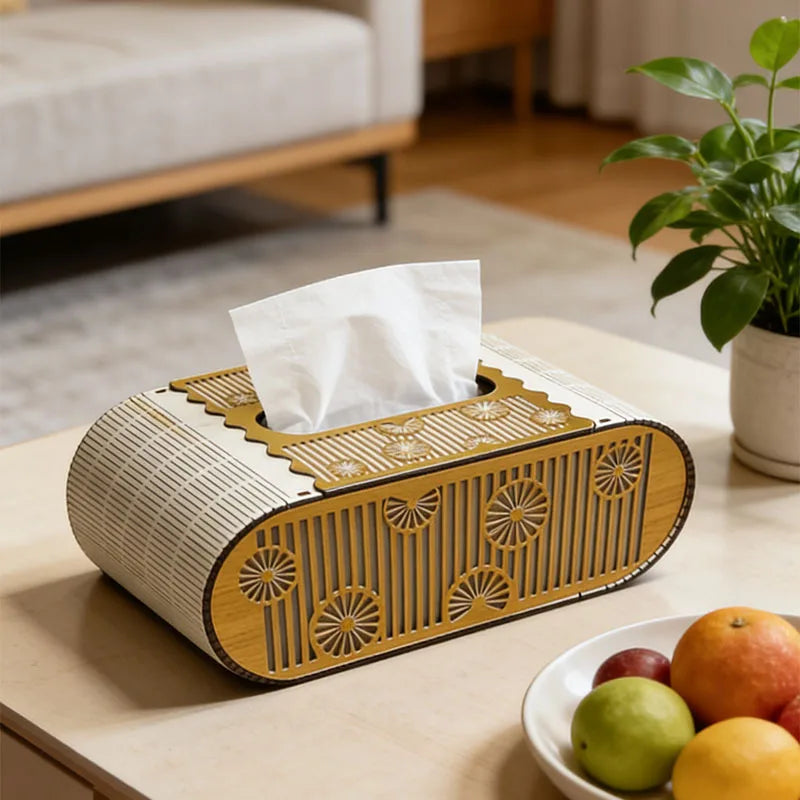 European Wooden Carved Tissue Box – Tabletop Dispenser & Gift Tissue Box Holder Zpaxo