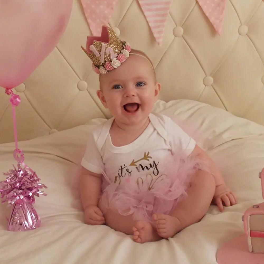 Baby Birthday Party Hat Crown 1 2 3 Year Girl Princess Headband Kids