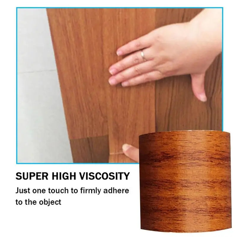 4.5M Realistic Wood Grain Repair Duct Tape Furniture Renovation Adhesive Skirting Waist Line Floor Stickers Home Decor Zpaxo