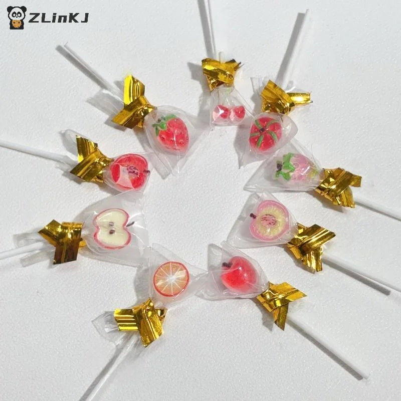 6Pcs Fruit Lollipop Model Decoration 1:12 Dollhouse Miniature Candy DIY Accessories Kitchen Food And Play Toys Photography Props Zpaxo Default Title