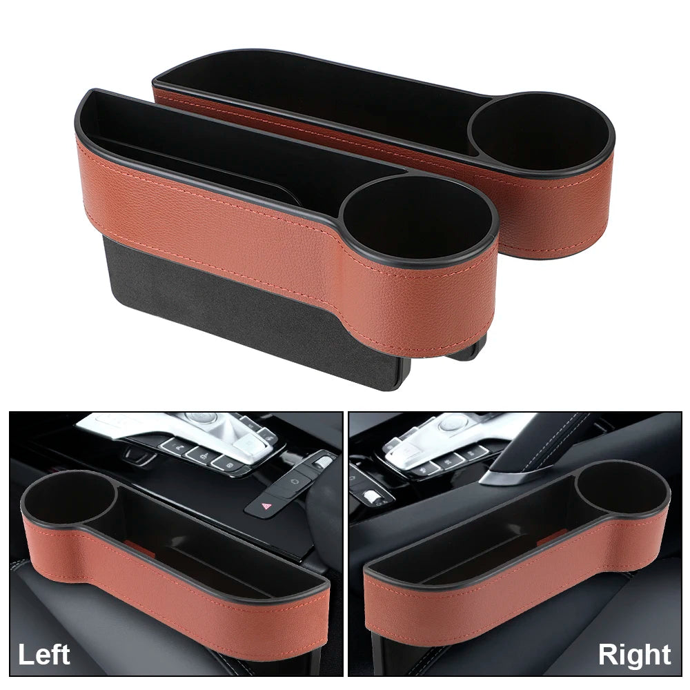 Car Organizer Leather Seat Gap Storage Box Slit Charging Hole