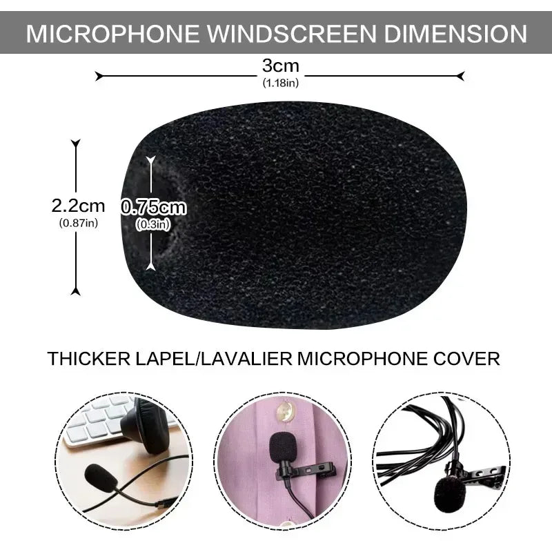 Foam Mic Windscreen Covers – Universal Lapel & Gooseneck 10/30/60 Pack