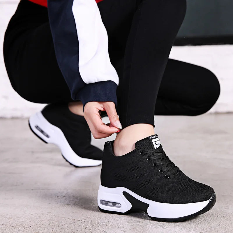 Women's Platform Mesh Breathable Sneakers Womens Spring Casual Wedge Zpaxo