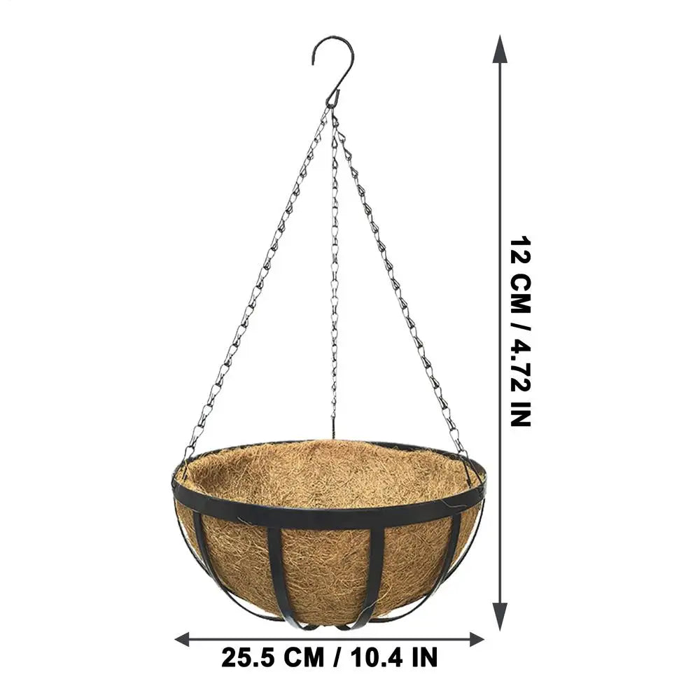 Coconut Brown Round Iron Chain Hanging Basket Flower Pot European Zpaxo China Mainland 10in