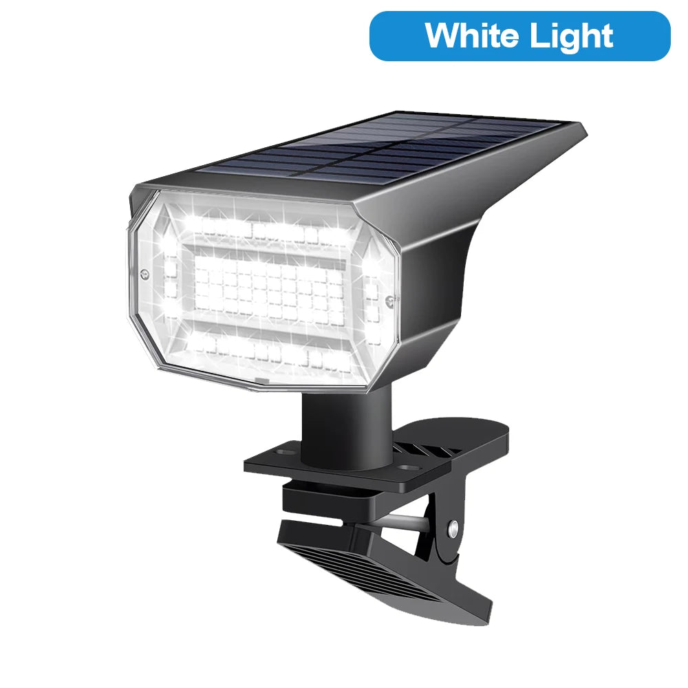 Solar Lights Outdoor Waterproof IP65 Solar Powered Clip On Spot Light With 3 Lighting Modes For Railing Fench Deck Lighting Zpaxo 72LED White Light