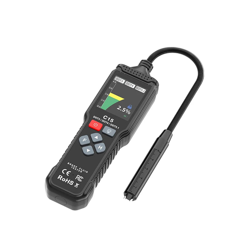 Automotive Brake Fluid Tester Test Oil Liquid Quality Water Content DOT3 DOT4 DOT5.1 Digital LCD Analyzer Flexible Probe Tool Zpaxo Black