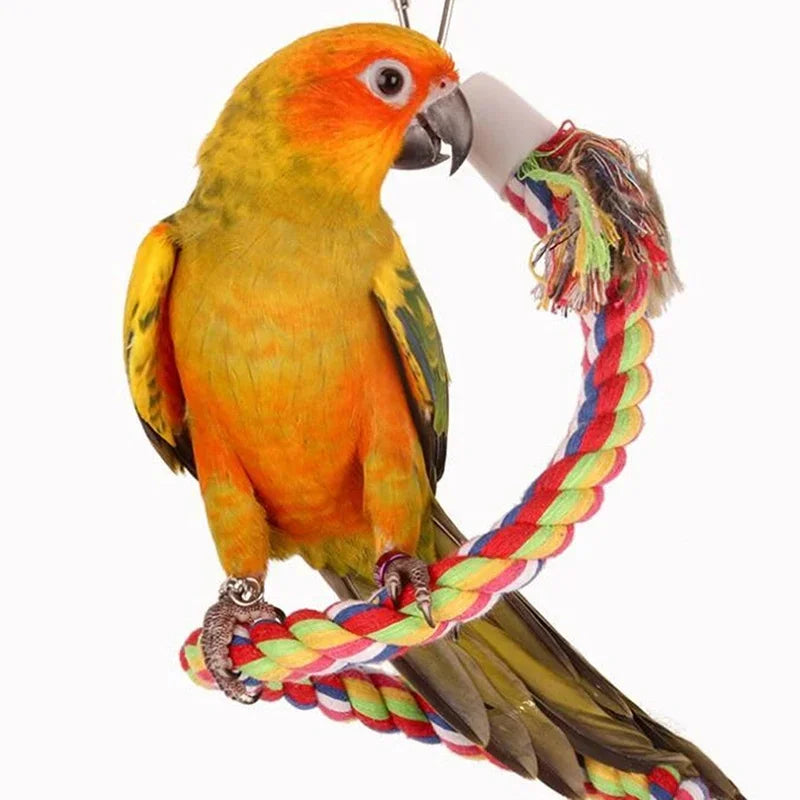 Bird Toys Parrot Climbing Rope Birdcage Suspension Pole Cotton Rope Swivel Ladder Parakeet Training Chew Toys Pet Supplies Zpaxo