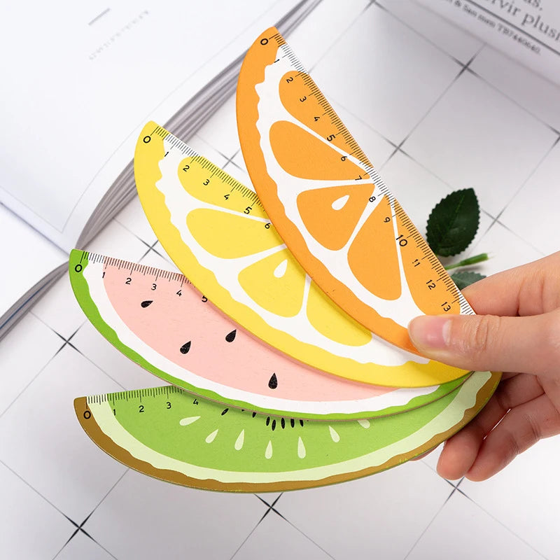 1 Cartoon Fruit Orange Lemon Kiwi Wooden Ruler Drawing Tool