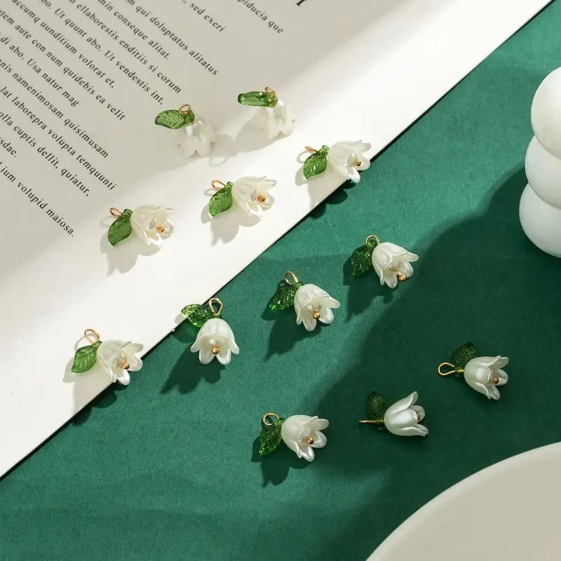 10-Pack Pearl Bell Orchid Flower Charms – DIY Jewelry Making Jewelry Charms Zpaxo