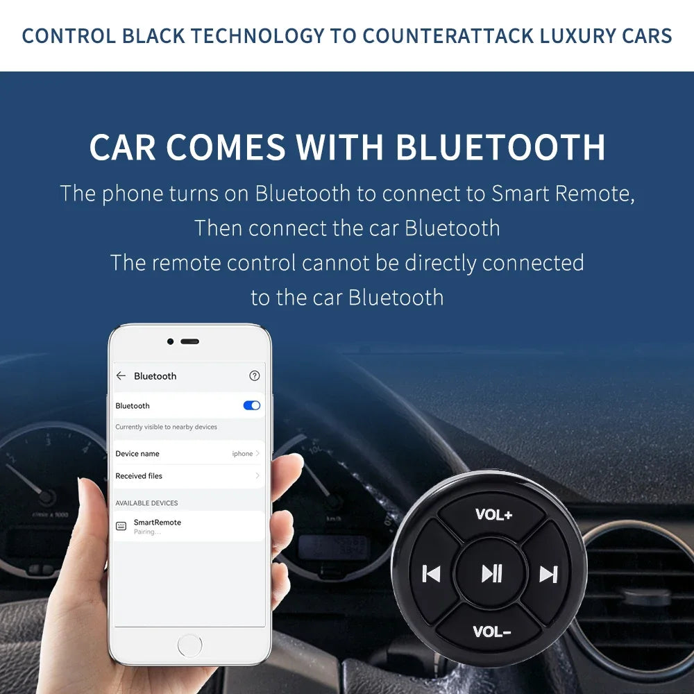 Wireless Bluetooth Media Button Remote Controller Car Motorcycle Bike Zpaxo