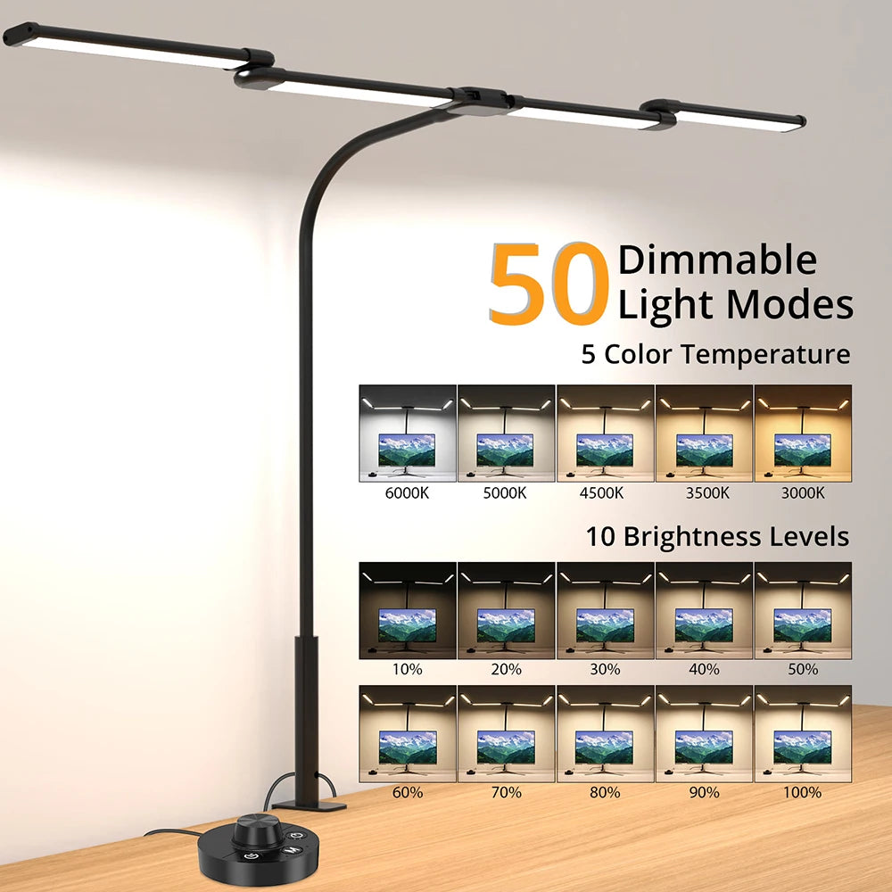 LED Ultra Bright Eye-caring Desk Lamp 24W Stepless Dimming Flexible Zpaxo