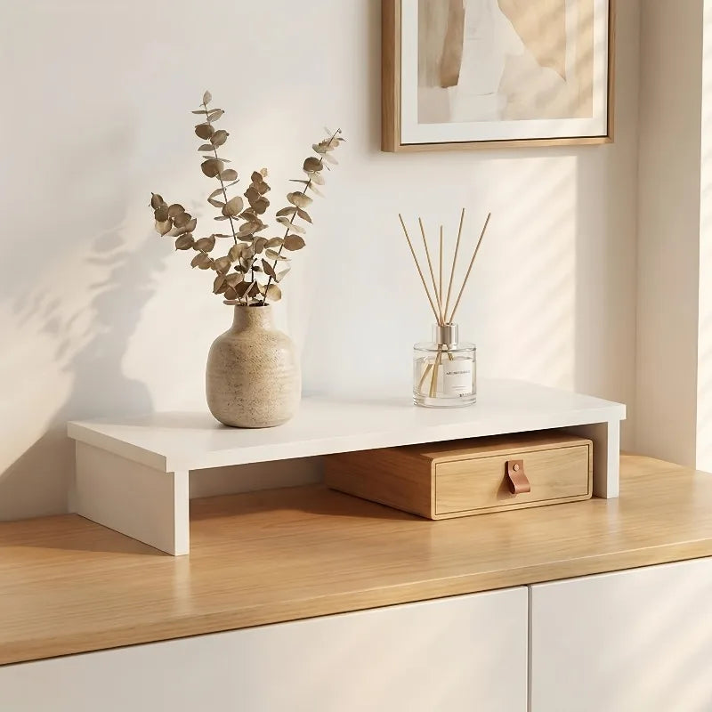 White Wooden Laptop Stand Stable Load-bearing Ergonomic Computer