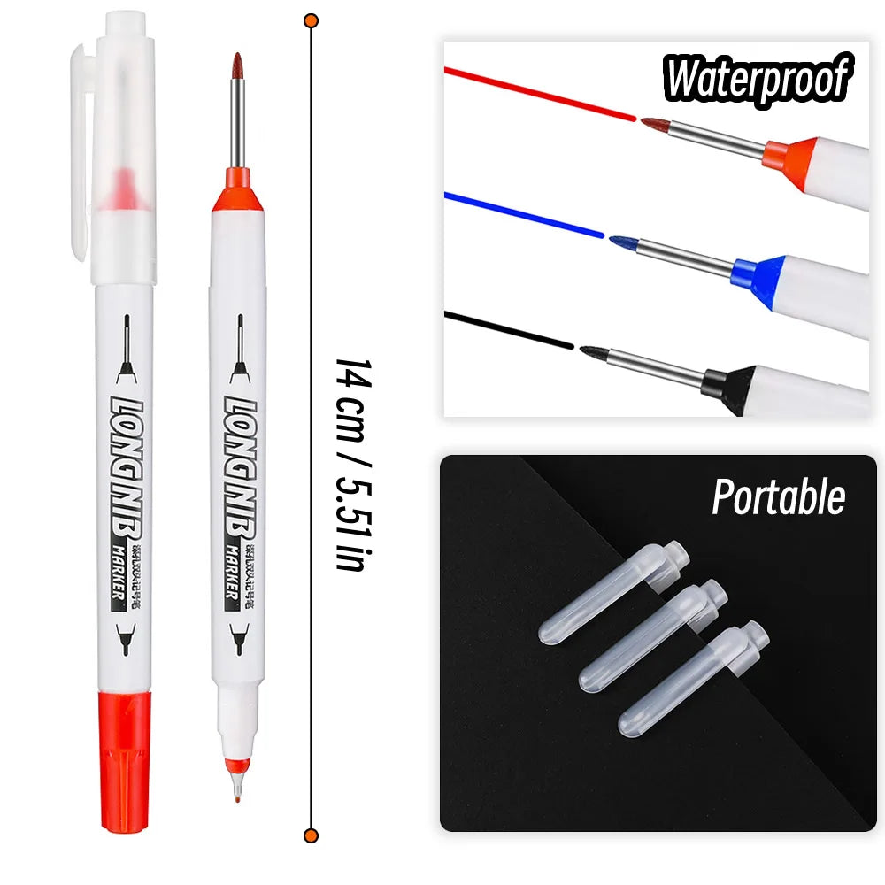 Double-tip Long Nib Head Markers Deep Drill Hole Scriber Woodworking