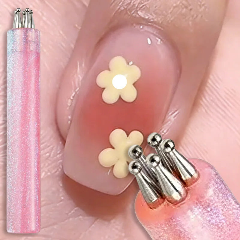 Multi-purpose 5 Petal Flower Nail Dotting Pen Art Acrylic Rhinestones Zpaxo