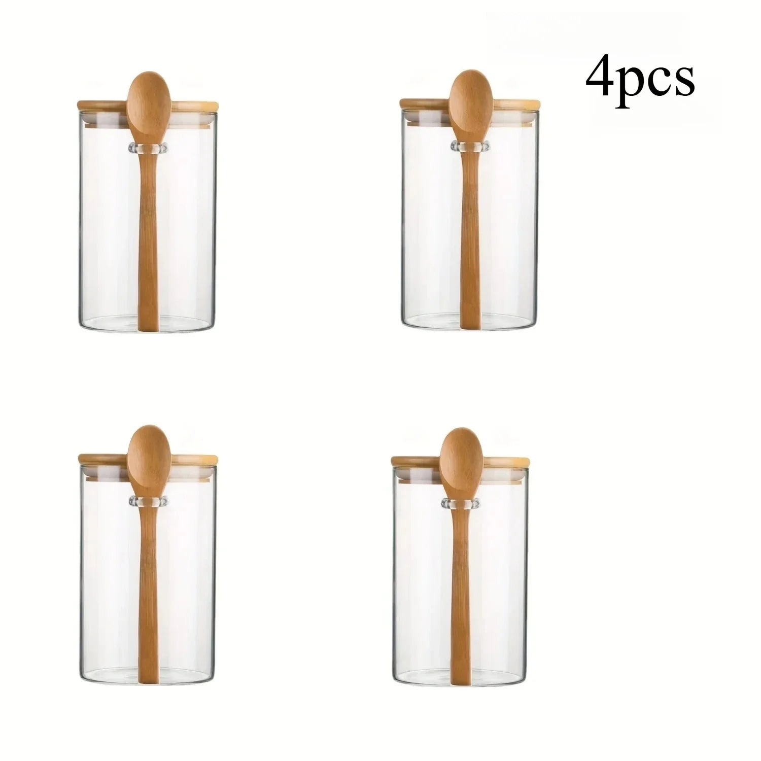 280ml Airtight Glass Jar with Bamboo Lid & Spoon – 10oz Food Storage Glass Storage Jar Zpaxo 4 pcs