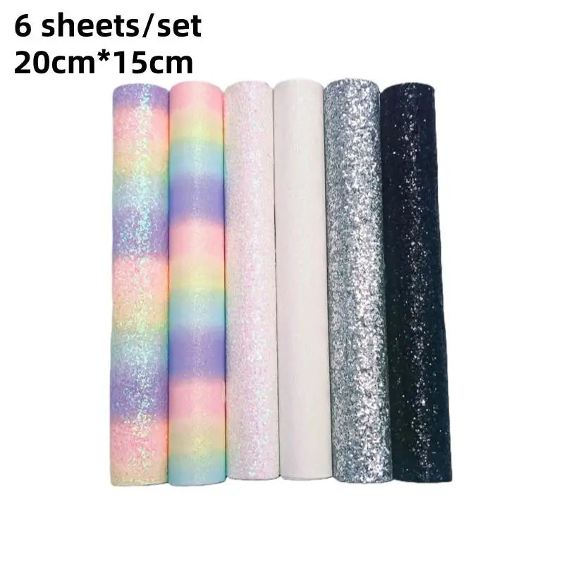 6-piece Bead Art Rainbow Glitter Fabric Iron-on Beads Baking Paper Zpaxo A2