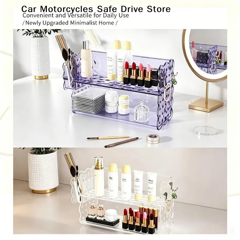 MClear Acrylic 2 Tier Desk Organizer Big Capacity Wave Edge Home