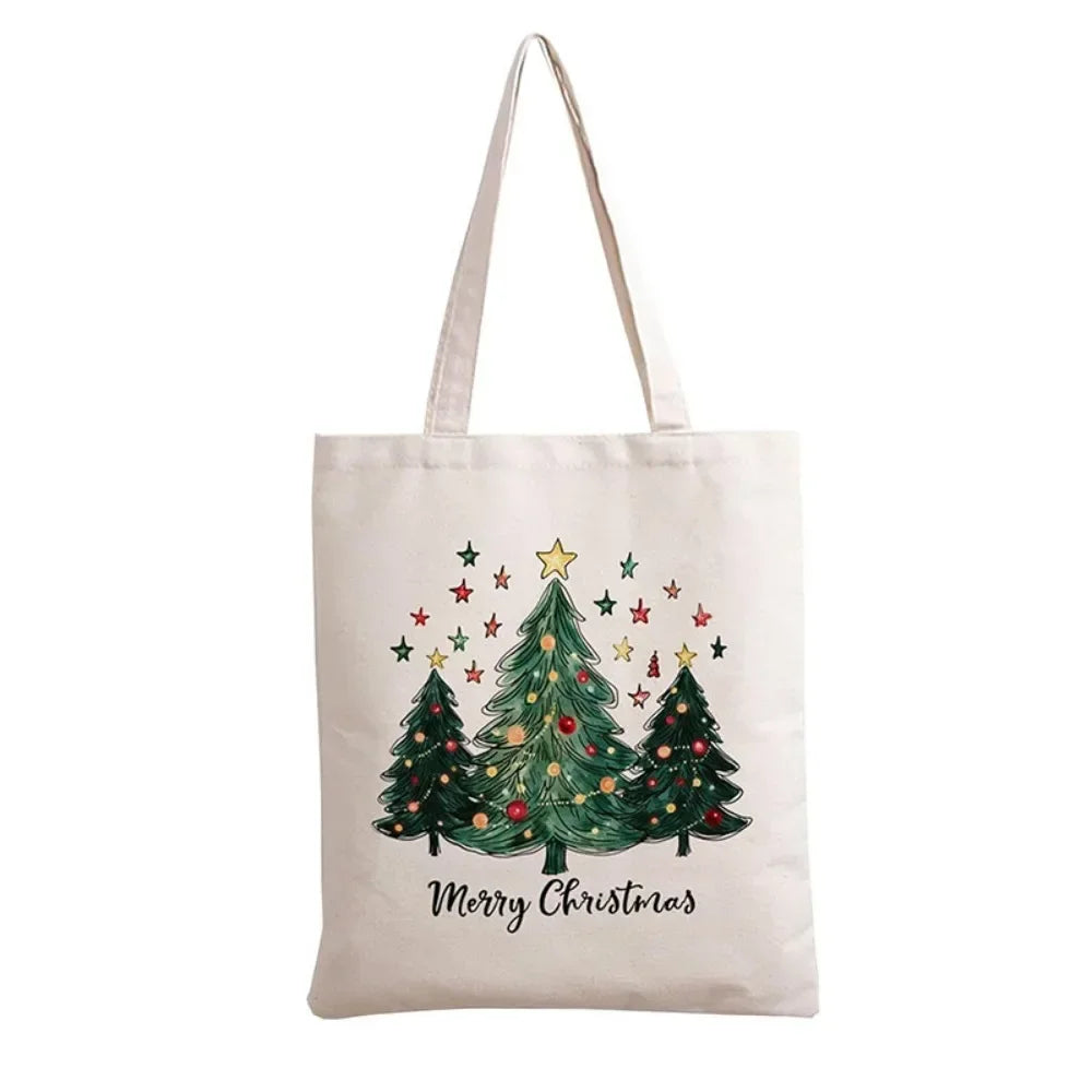 2025 New Christmas Canvas Tote Bag, Cute Snowman Pattern, Christmas Collection Bag, Home Storage Bags Zpaxo