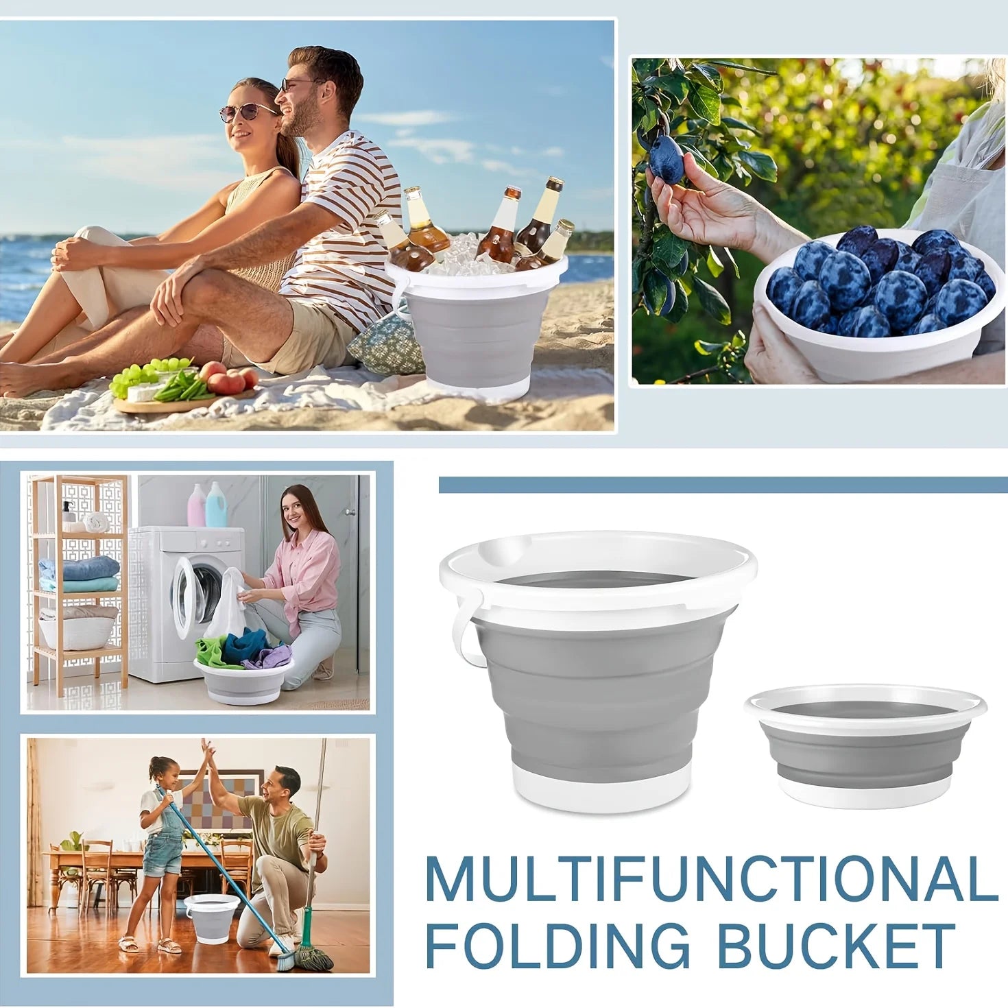 Collapsible Bucket Handle Portable Foldable Large Plastic Mop Outdoor
