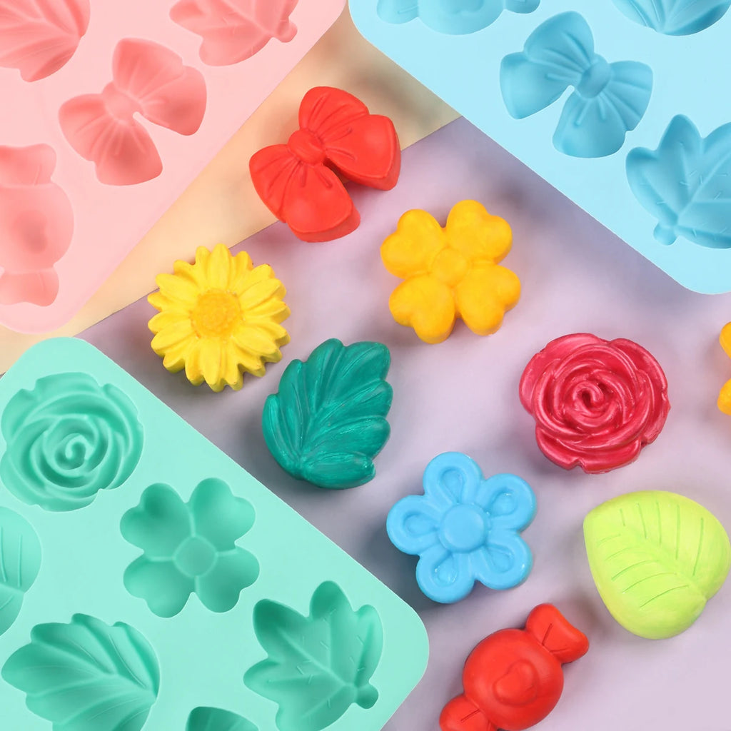 9-Cavity Flower Silicone Mold DIY Chocolate Fondant Cake Decorating Flower Maple Leaf Bow Candy Jelly Dessert Cupcake Baking Zpaxo