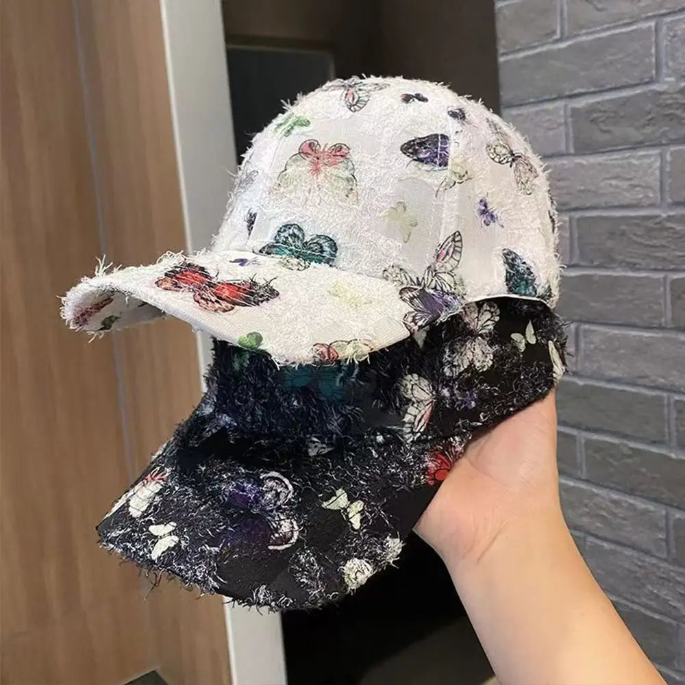 Embroidered Butterfly Baseball Cap Versatile Elegant Korean Style Baseball Cap Breathable Sunshade Women Outdoor Cap Casual Wear Zpaxo