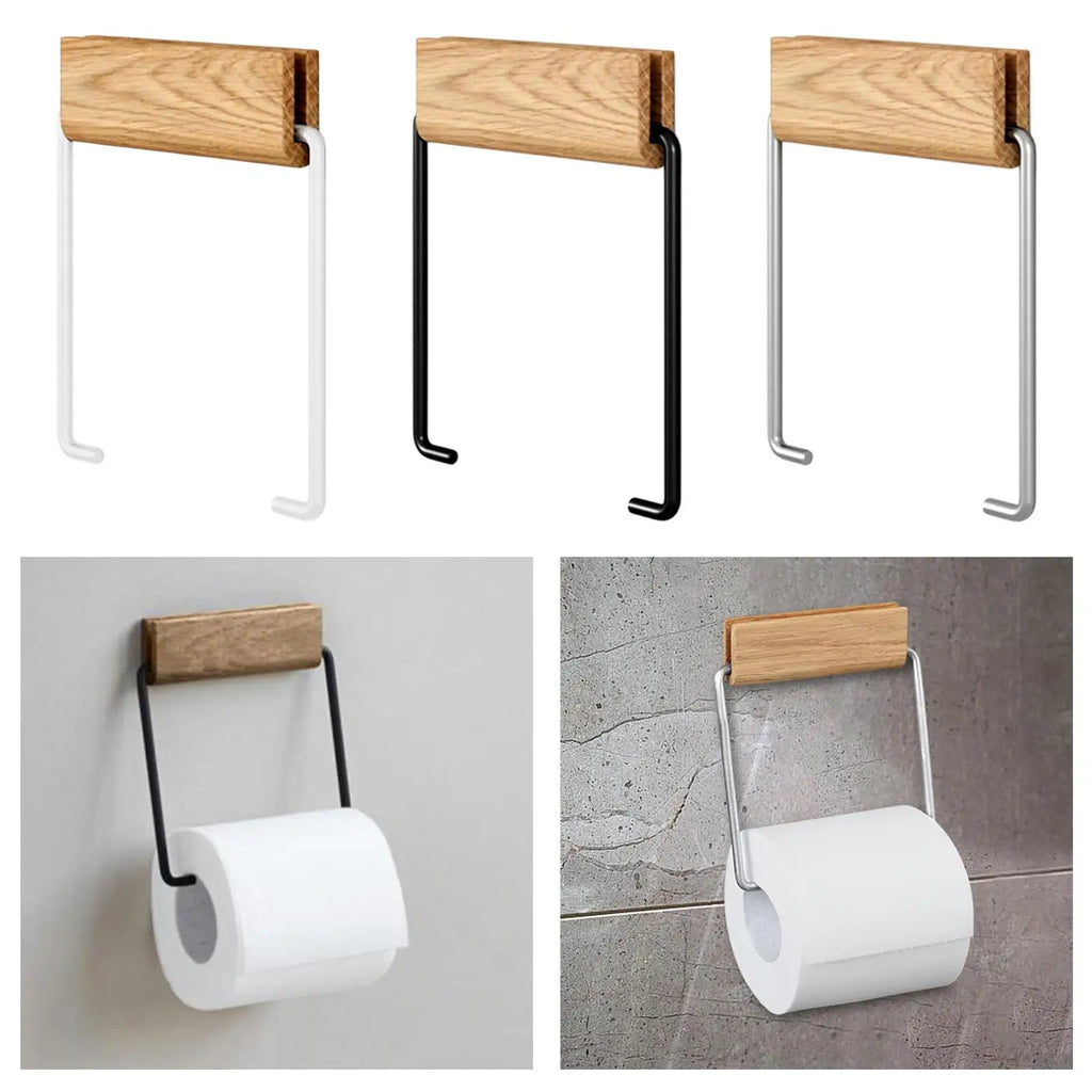 Wall-Mounted Paper Towel Holder – Modern Wood & Metal Rack Toilet Paper Holder Zpaxo