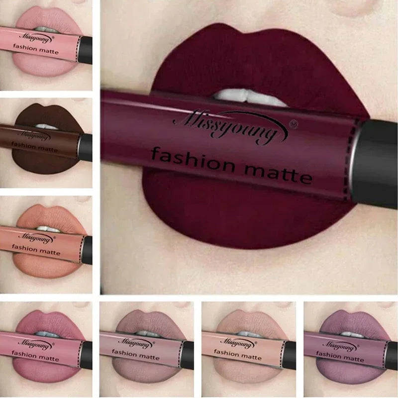 Makeup Lipstick Matte Brown Nude Chocolate Liquid Lip Gloss Batom Zpaxo