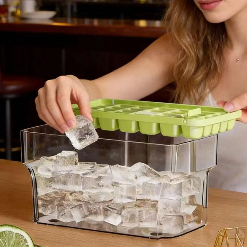 Ice Tray 68 Cube Press Release Silicone Mold Storage Box Stackable
