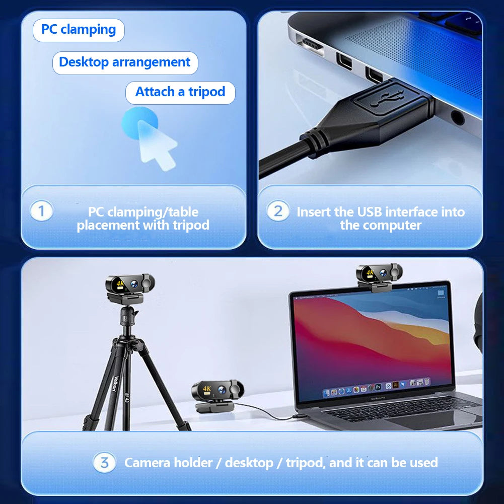 Fanmuran 4K USB Webcam – Auto-Focus, 120° Wide Angle 4K USB Webcam Zpaxo
