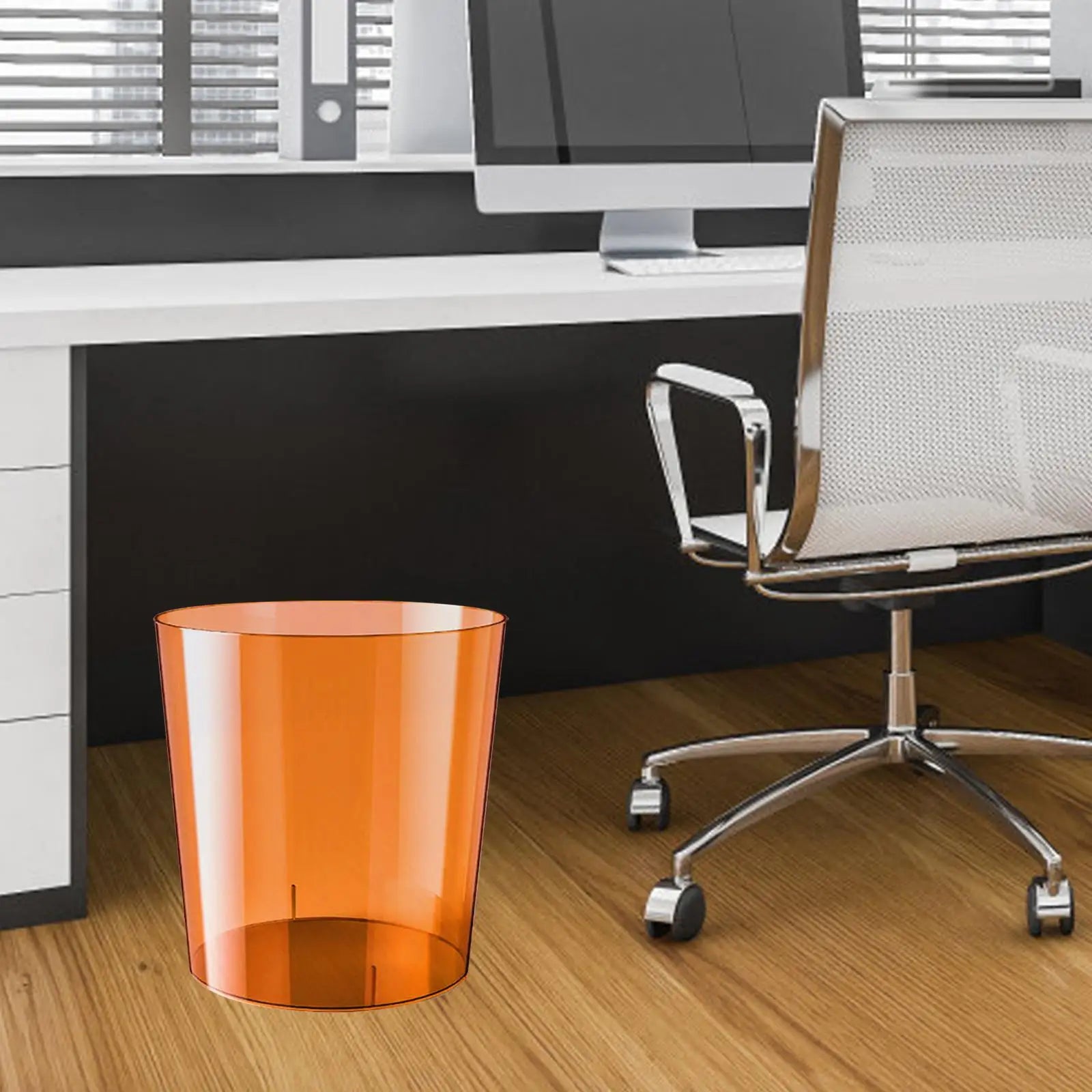 Waste Paper Bin Rubbish Bin Clear Round Dustbin Trash Can for Dressing Table Office Bedroom Kids Room Zpaxo Brown S