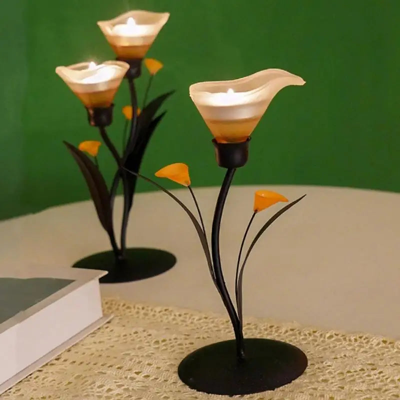 Artistic Floral Candelabra Iron Frame Calla Lilies Flower Holder