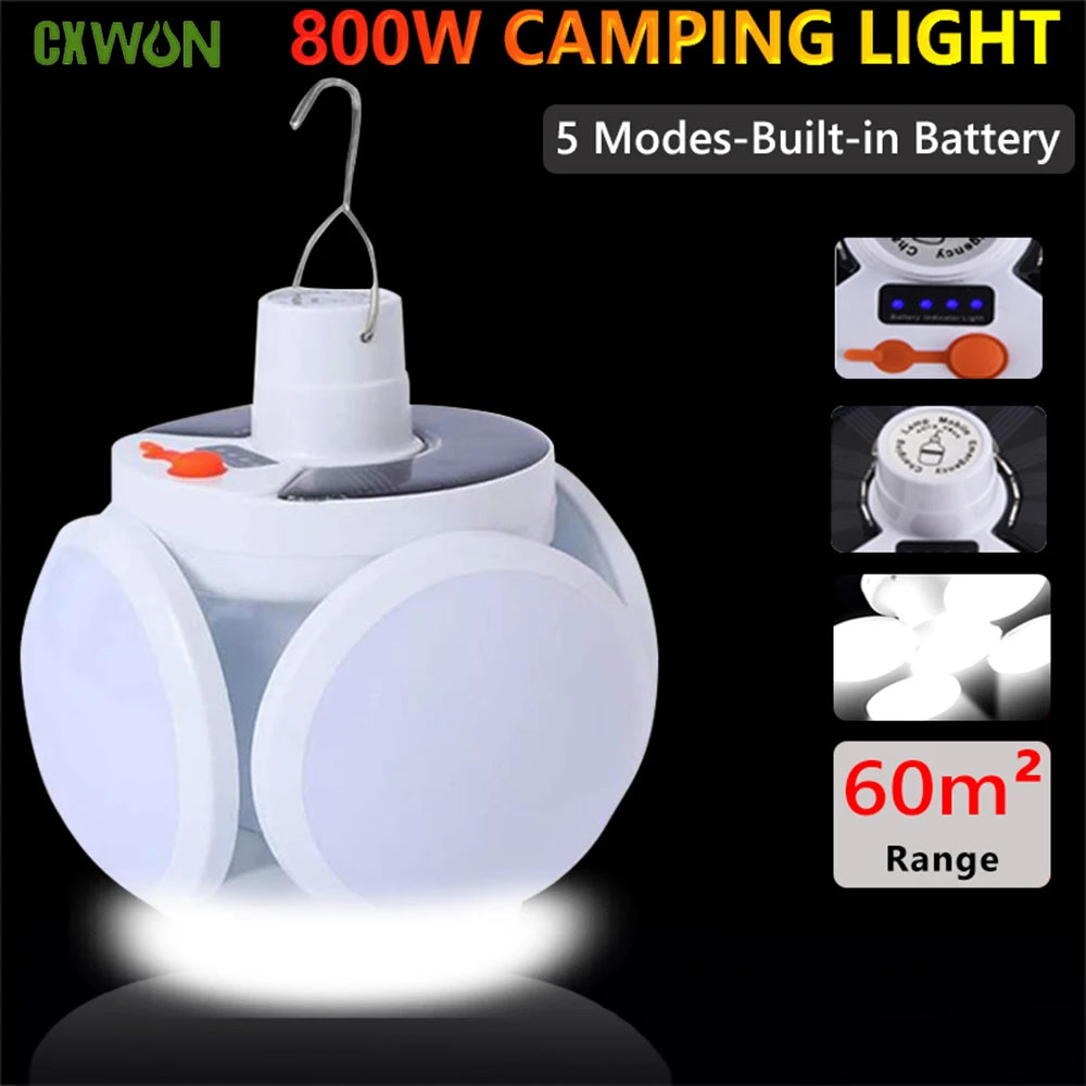 Solar LED Bulb Lamps USB Charging Rechargeable Night Light Outdoor Zpaxo