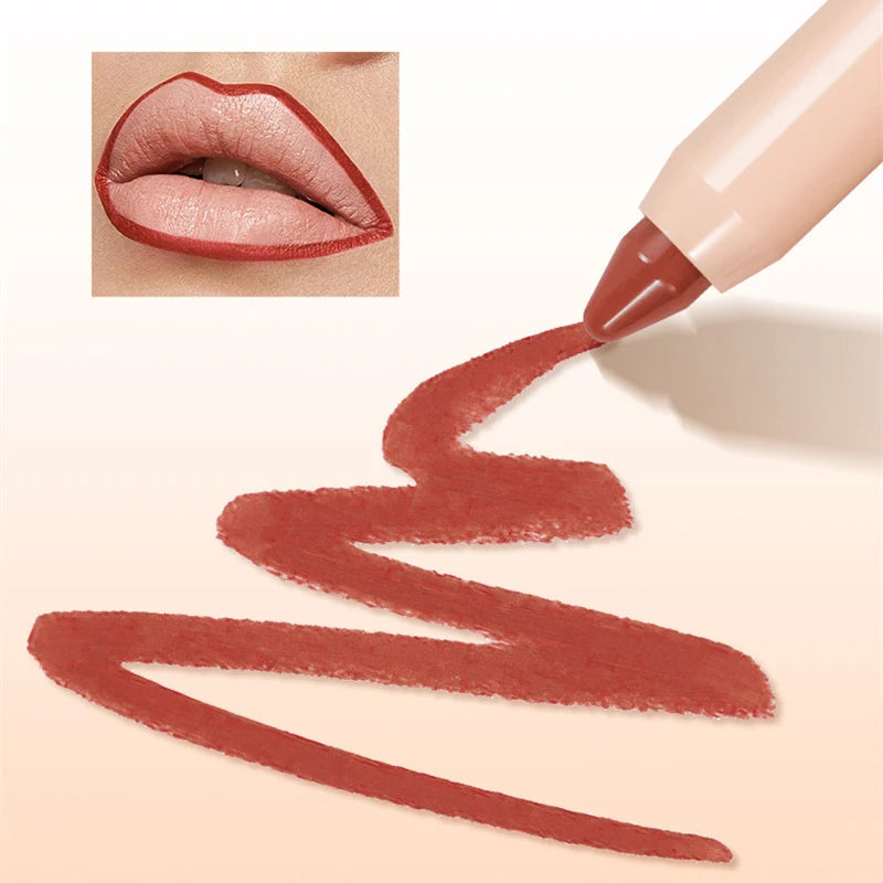 8-Colors Lipstick Pencil Waterproof Sexy Red Matte Contour Tint Lipstick Lasting Non-stick Cup Lipliner Pen Lips Makeup Cosmetic Zpaxo