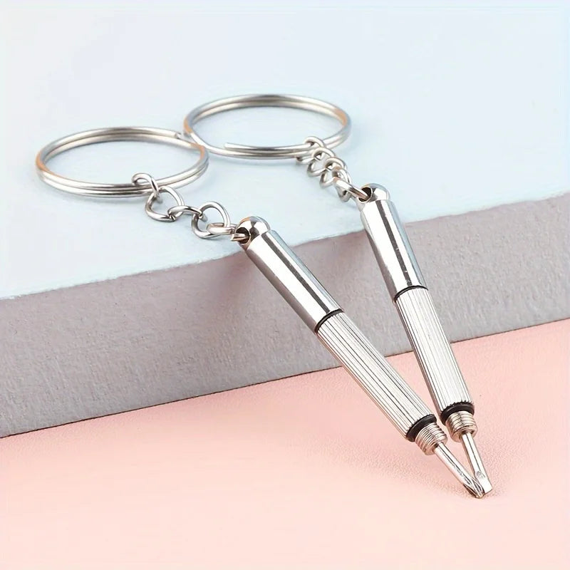 Stainless Steel Eyeglass Screwdrivers Keyring Interchangeable Tips