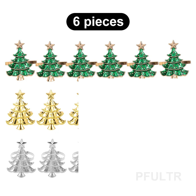 Christmas Napkin Rings Xmas Tree Ornaments Kitchen Dinner Table Zpaxo
