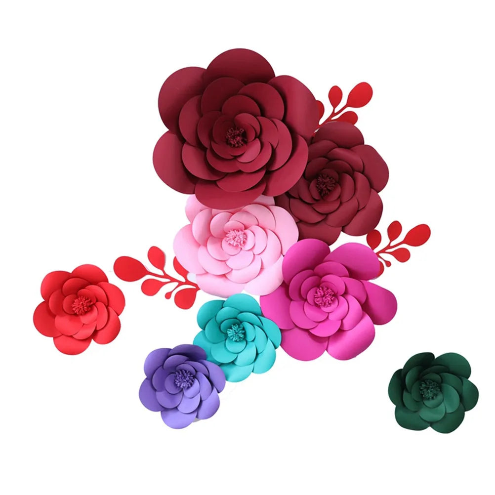 3D Paper Flower Wall Decor Wine Red Stylish Party Wedding Birthday