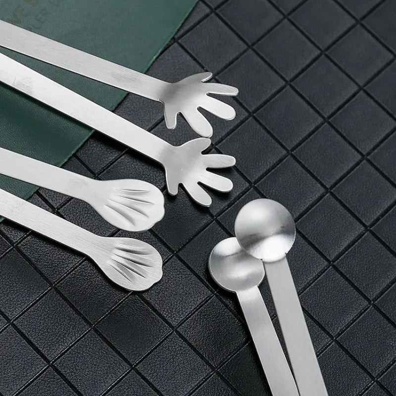 5PCS Stainless Steel Mini Creative Food Clip Small Palm Snack Cake Dim Sum Antiskid Food Kitchen Candy Snack Clip Zpaxo